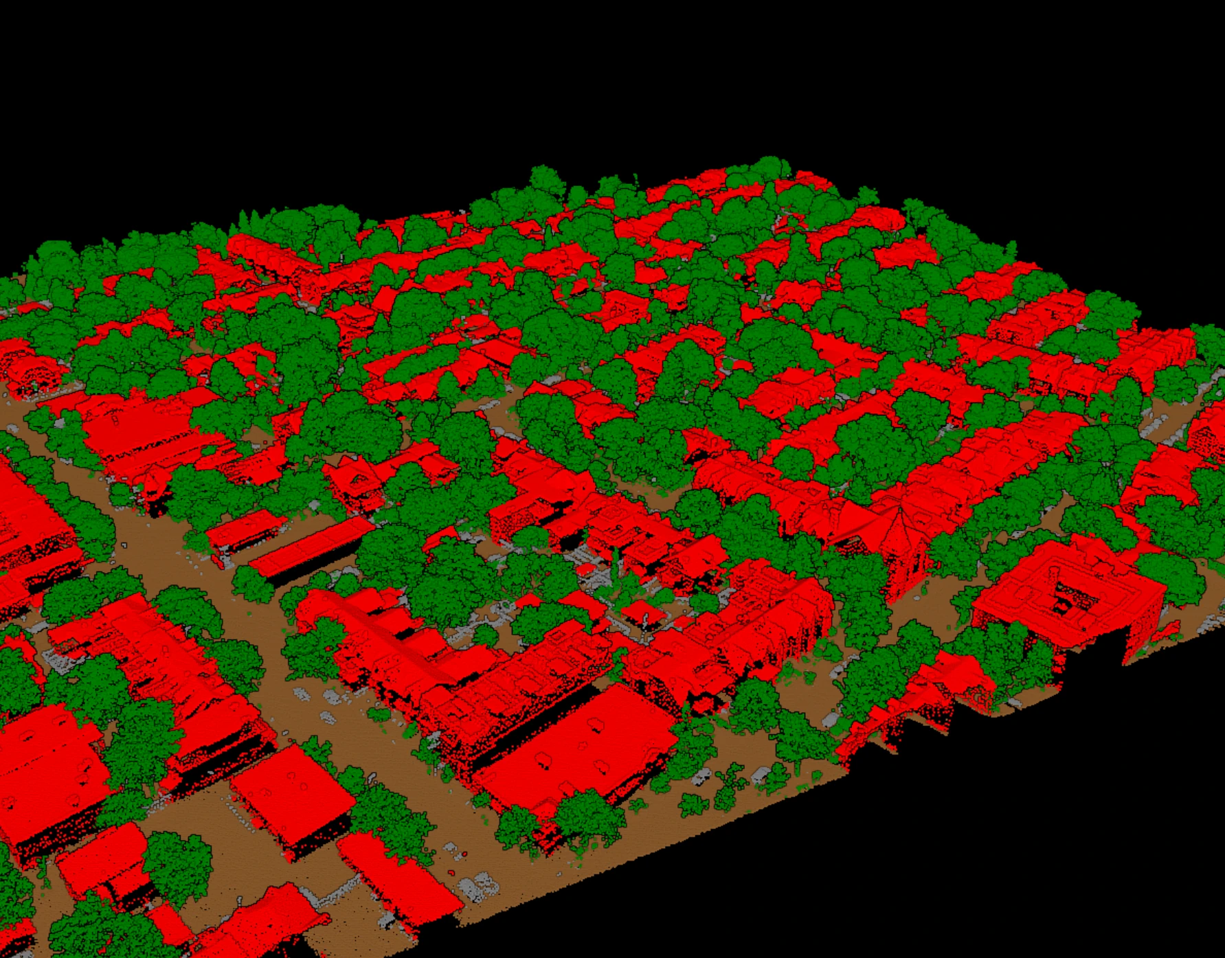 VClassify output separating ground, vegetation, buildings, and water into distinct semantic classes.