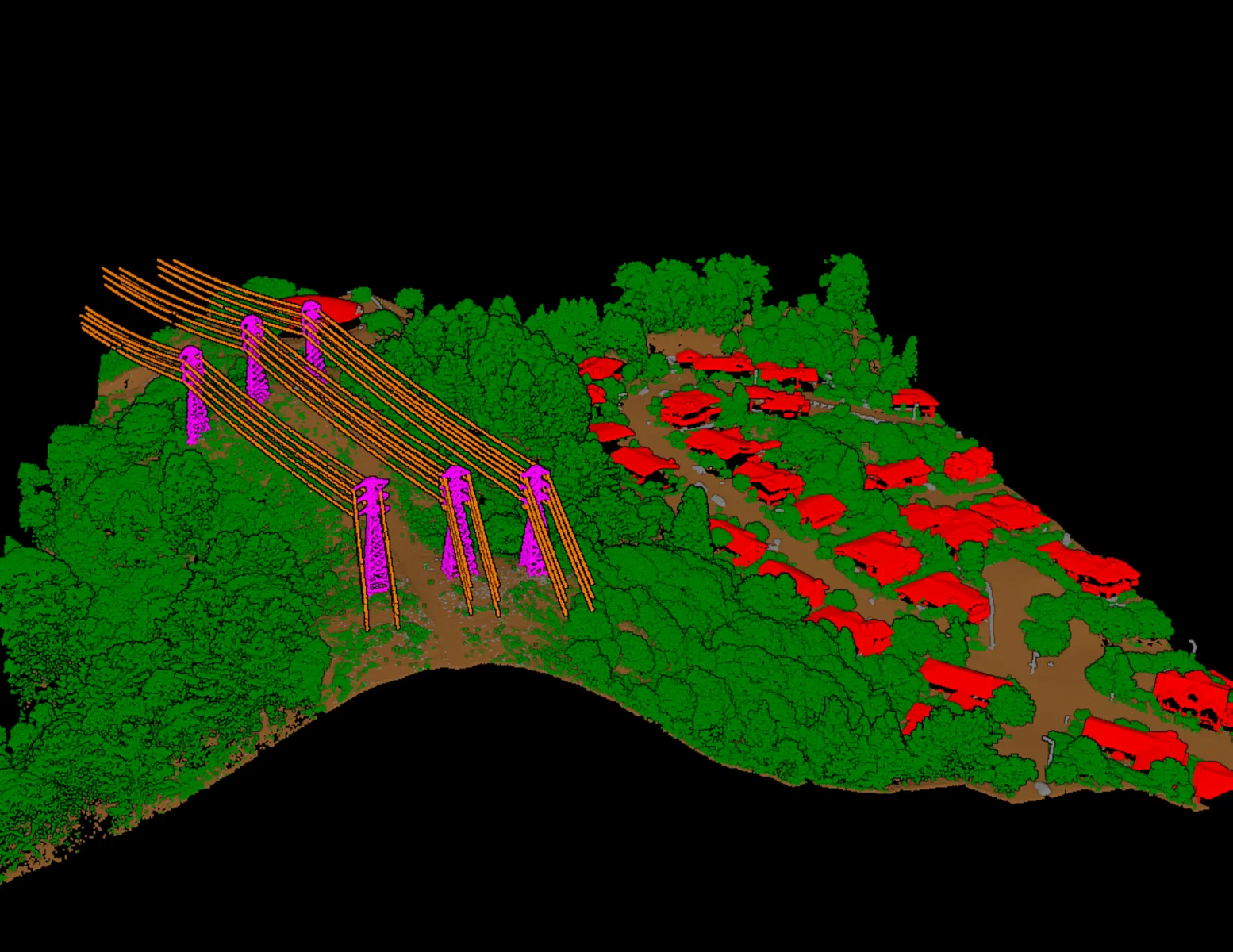 Classified utility corridor point cloud output.