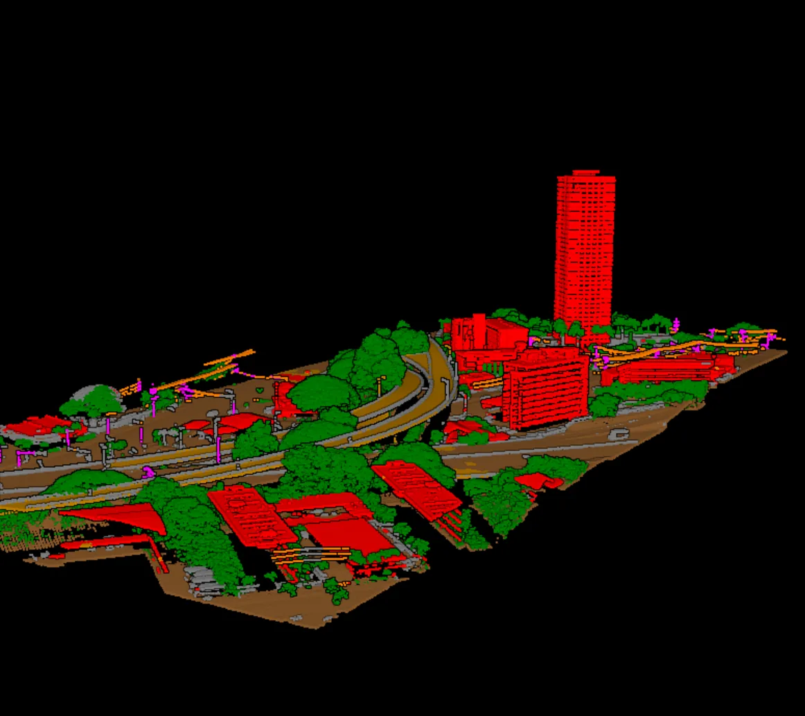 Classified transportation infrastructure point cloud output.